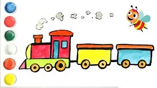 How to Draw and Paint Toy Train | Easy Drawing for Kids