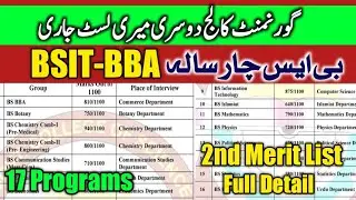 GCS Merit List 2021 | BS 4 Years GCS BBA -BSIT- BS Math Programs Full Deatails