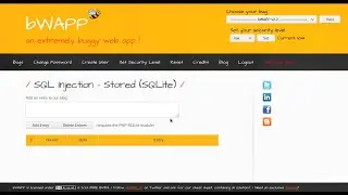 SQL Injection   Stored SQLite   Low Security Level
