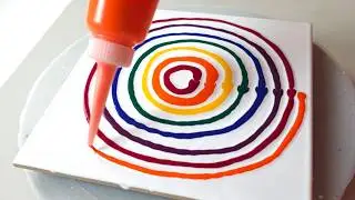 (923) Rainbow flower | Reverse dip technique | Fluid Acrylic | Designer Gemma77