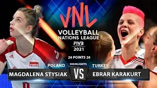 Magdalena Stysiak vs Ebrar Karakurt | Poland vs Turkey | VNL 2021 (HD)
