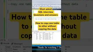 How to copy one table to other without copying the data 