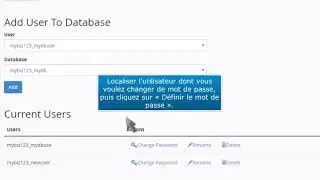 cPanel : comment changer le mot de passe d'un utilisateur de base de données MySQL