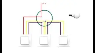 Vavien qosulma. 3 noqteden  yandirib sondurme. Подключение проходного выключателя с 3х мест.