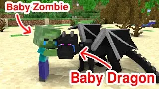 Baby Dragon and Baby Zombie - Sad Story - Minecraft Animation