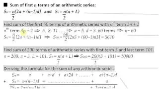 Using sum of n terms formula for arithmetic series (using common difference)