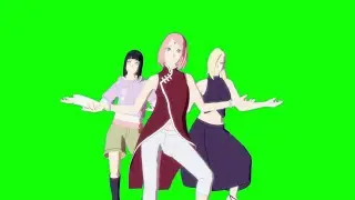 [MMD NARUTO] SAKURA-HINATA-INO Green Screen || No Music