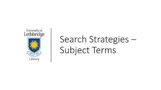 Search Strategies - Subject Terms