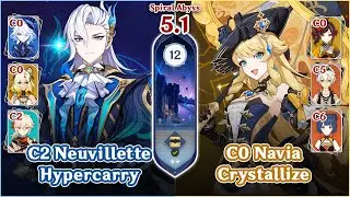 【Genshin Impact】NEW Spiral Abyss 5.1 Floor 12 - Hypercarry & Crystallize Team | Full Stars⭐
