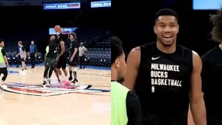 Damian Lillard shocks Giannis with half court shot at Bucks practice