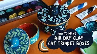 DIY HOW TO MAKE ILLUSTRATED CAT TRINKET BOXES USING AIR DRY CLAY