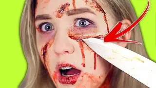 ПОРЕЗАЛА ЛИЦО!!!  DIY МАКИЯЖ на ХЭЛЛОУИН