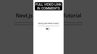 How to create dark mode in Next.js Tutorial 