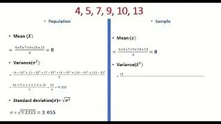 Mean, variance and standard deviation of small data