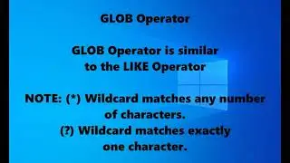How to Use GLOB using SQLite
