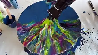 Creating a Beautiful Tree with Fluid Acrylics and a Blow Dryer! 🌳💙💜