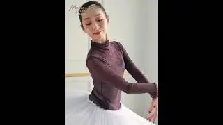 Women T Shirt Dance mesh Tops Long Sleeve mock Neck Ballet Shirts Ballerina Dancewear Dance 