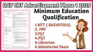 DAV CBT Recruitment 2025 -26 DAV CMC Norms For Selection * Different Teaching Posts NTT *PRT*TGT*PGT