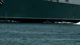 Navy Stock Footage 2021 - Wide Shot Of Us Battleships At Sea With Soldiers On The Stern-44