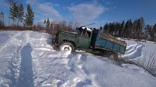 Газ 53 с редуктором от Газ 66! Этот газик может!!! Заготовка дров. Глубокий снег не помеха.