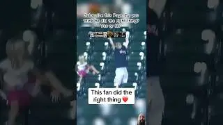 Racing to a foul ball that was hit in an empty seat at MLB game, a fan sees a girl hands it to her.