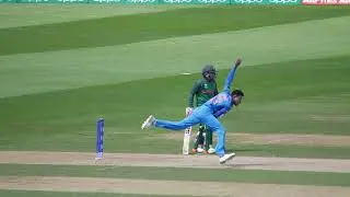 Right Arm Medium Fast bowler (Hardik Pandya) bowling action from side view in slo-mo