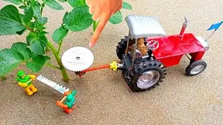 Diy tractor tree cutter machine mini science project || mini water pump | @topminigear