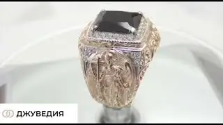 ДЖУВЕДИЯ Перстень Мужской Архангел с черным фианитом Золото 585 Артикул КМ-141_2
