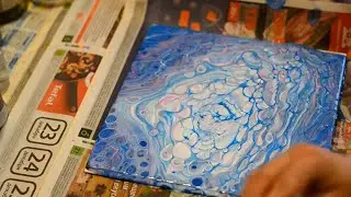 Круговая Акриловая заливка. Лак+ПВА+колер+силикон/ Acrylic fluid pouring.