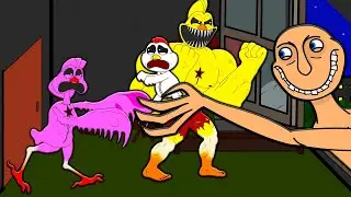 THE MAN FROM THE WINDOW VS FAMILY MUSCLE KICKIN CHICKEN! Poppy Playtime Chapter 3 Cartoon Animation