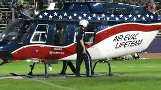 Air Evac Helicopter Lands To Open Up Washington & Keokuk's High School Football Game! 