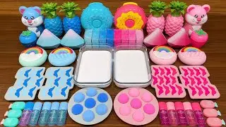 PINK vs BLUE ! Mixing random into GLOSSY SLIME!!Satisfying Nastya Slime #474