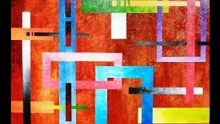 Geometric Abstract Art lesson preview how to paint large texture artworks