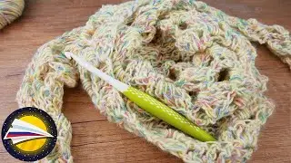 Весенний шарф ажурным узором из угла в угол | Вязание крючком