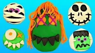 SURPRISE Spooky Toy Cupcakes Play Doh Giant Halloween Egg - Shopkins Peppa Pig LPS Doc McStuffins