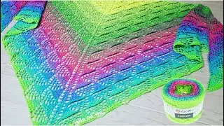 Шаль крючком - PimPim - из пряжи  YarnArt Flowers Vivid (Дизайнер Carolina Karlsson).