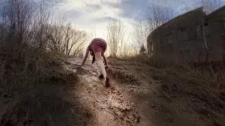Ballet flats on very slippy and muddy slopes, very slippy ballet flats, muddy ballet flats (# 887)