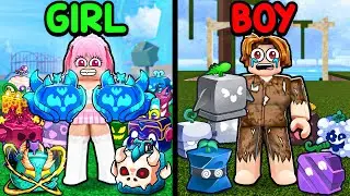 Begging For FRUITS As A GIRL Vs BOY For 24 Hours.. (Blox Fruits)
