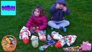 CHASSE aux OEUFS de PÂQUES masha et michka მათე და ნინა ეძებენ სააღდგომო საჩუქრებს ჩელენჯი