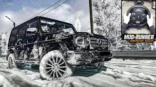 Spintires: MudRunner Snow Map mod Off-Road | Mercedes-Benz G 500 | GoPro Thrustmaster TMX GamePlayPC