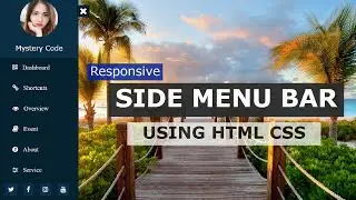 Responsive Sidebar Menu using HTML CSS Javascript | Sidebar Menu Using Only HTML and CSS