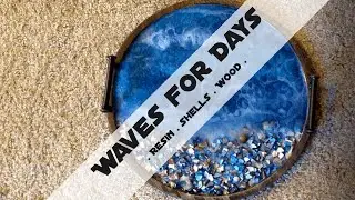 Resin Ocean Platter - With Blue Sea Shells