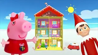 Peppa Pig Game | Elf On The Shelf Hiding Christmas Toys in Family Home Playset