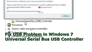 Fix USB Problem in Windows 7 Universal Serial Bus USB solution