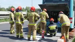 Pożar autobusu PKM Jaworzno. Kierowca sam ugasił ogień