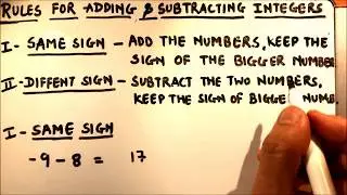 RULES FOR ADDING AND SUBTRACTING INTEGERS ( Positive and Negative Numbers)