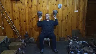 ПАРНОЕ ВЗЯТИЕ В СТОЙКУ НАПОПА СИДЯ!СТАРИННЫЕ ГИРИ 38+38 КГ DOUBLE 38+38 KG KB BOTTOM UP CLEAN SEATED