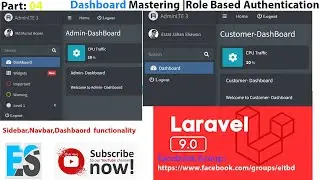 Part: 04: Laravel 9 |  Role based authentication System,Admin and Customer Dashboard | Easy Solution