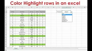 Colour Highlight rows in an excel