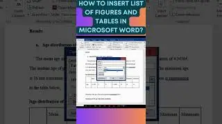 How to insert list of table, figures in Microsoft Word? 